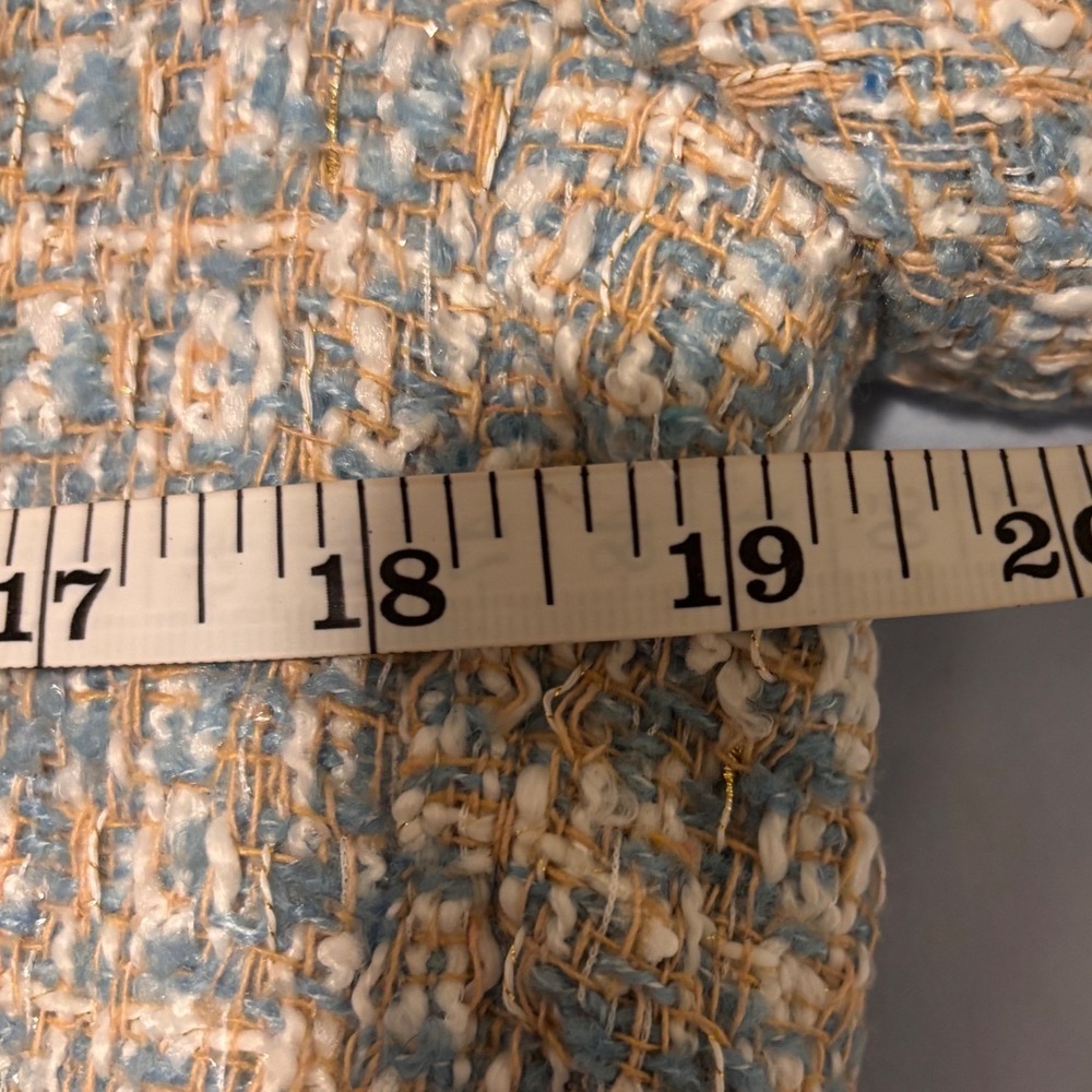 Olivaceous Tweed Jacket Women Small Blue Cream Plaid Old Money Preppy - Picture 7 of 8